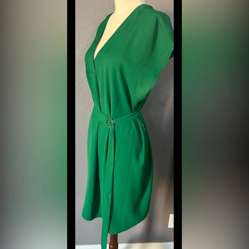 Women’s Vibrant Green Dress with Belt - Picture 3 of 5